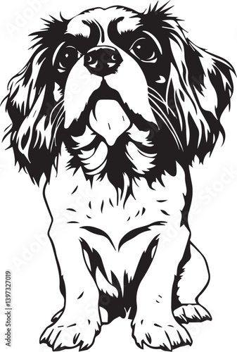 Dog Cavalier King Charles Spaniel. Hand drawn vector illustration	