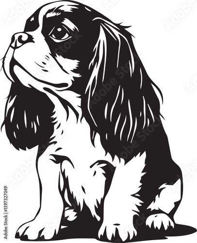 Dog Cavalier King Charles Spaniel. Hand drawn vector illustration	