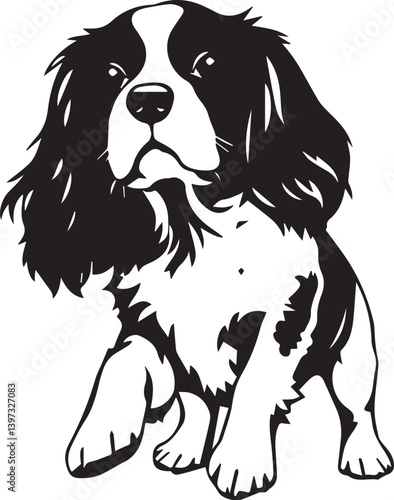 Dog Cavalier King Charles Spaniel. Hand drawn vector illustration	