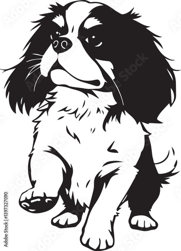 Dog Cavalier King Charles Spaniel. Hand drawn vector illustration	