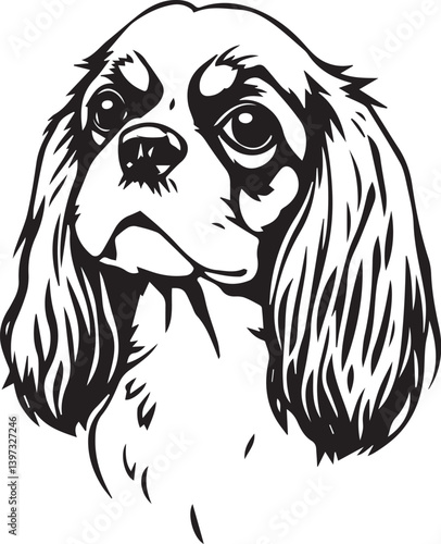 Dog Cavalier King Charles Spaniel. Hand drawn vector illustration	