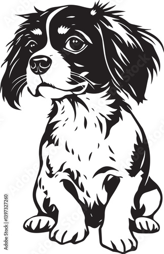 Dog Cavalier King Charles Spaniel. Hand drawn vector illustration	