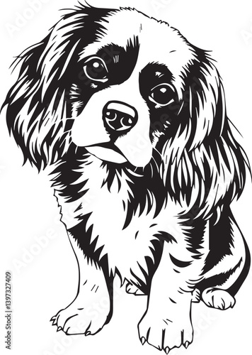 Dog Cavalier King Charles Spaniel. Hand drawn vector illustration	