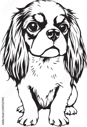 Dog Cavalier King Charles Spaniel. Hand drawn vector illustration	