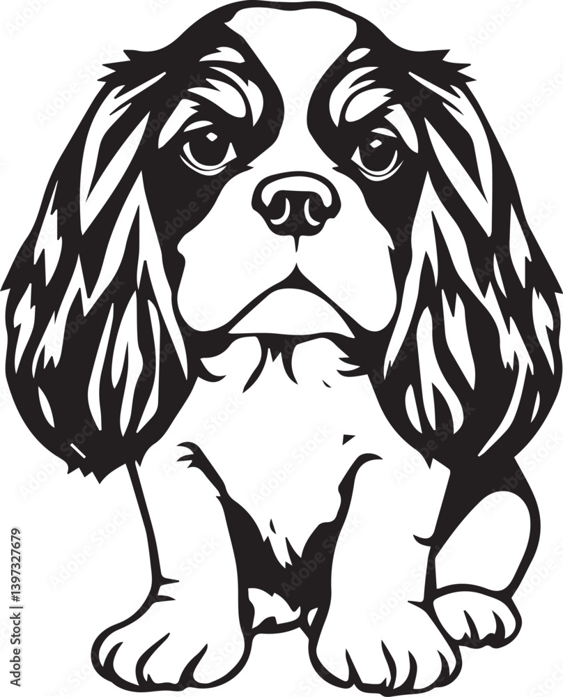Dog Cavalier King Charles Spaniel. Hand drawn vector illustration Dog Cavalier King Charles Spaniel. Hand drawn vector illustration