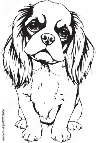 Dog Cavalier King Charles Spaniel. Hand drawn vector illustration	