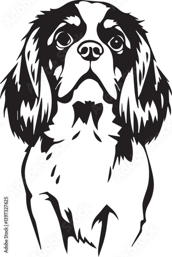 Dog Cavalier King Charles Spaniel. Hand drawn vector illustration	
