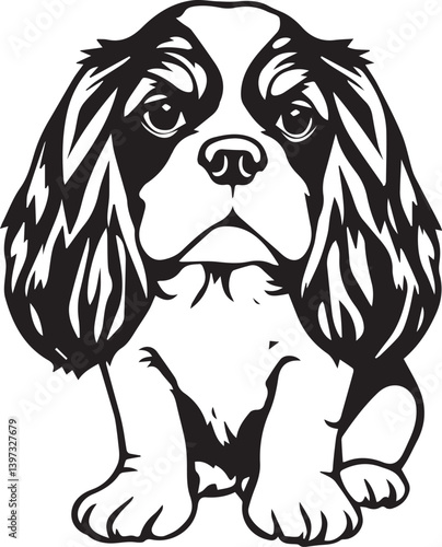 Dog Cavalier King Charles Spaniel. Hand drawn vector illustration	
