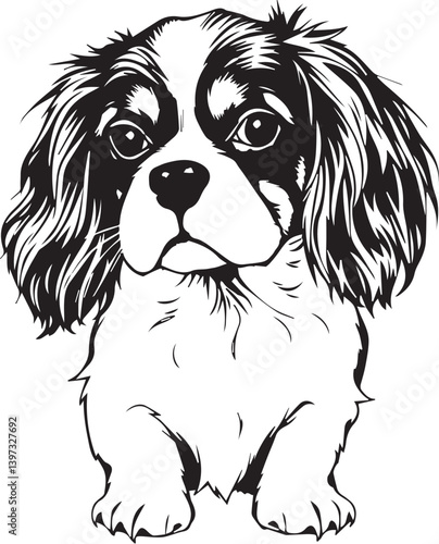 Dog Cavalier King Charles Spaniel. Hand drawn vector illustration	