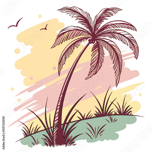 vector illustration of a tropical island
