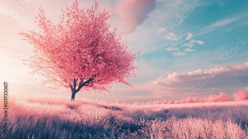 Cherry Blossoms in Bloom Paint the Landscape in Soft Shades of Pink