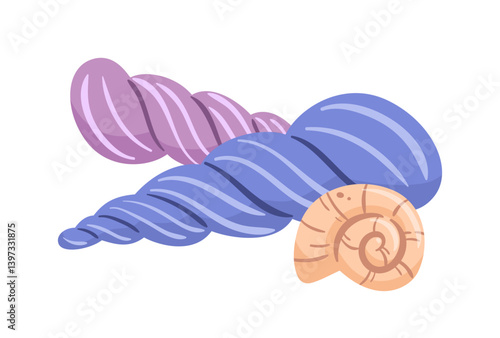 A stunning vector illustration of Turritella shells, highlighting their unique spiral shapes and intricate patterns. Ideal for marine-themed projects, educational materials, and nature-inspired design