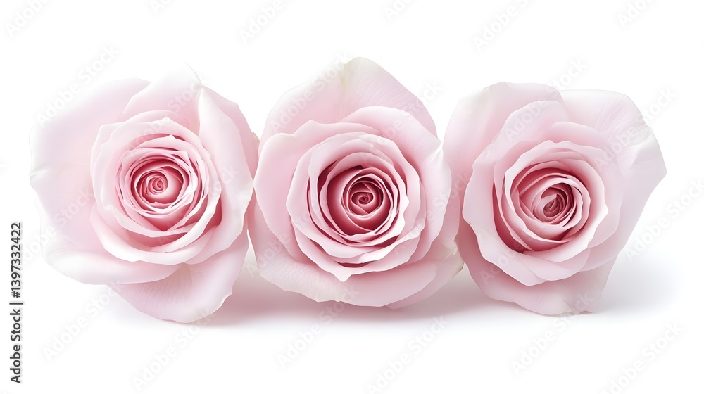 Three Pink Roses Isolated on White Background for Floral Design Three Pink Roses Isolated on White Background for Floral Design