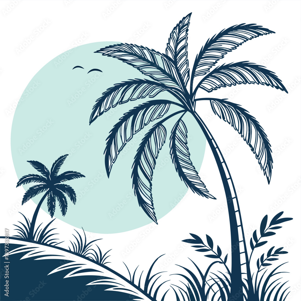 Fototapeta premium palm tree silhouette