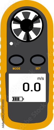 Yellow anemometer on white background
