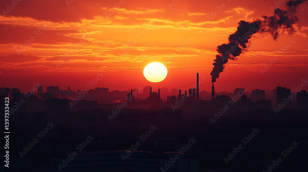 Naklejka premium oil refinery at sunset with global finance insights highlighting infrastructure trends energy data and economic perspectives across the fuel and power sector