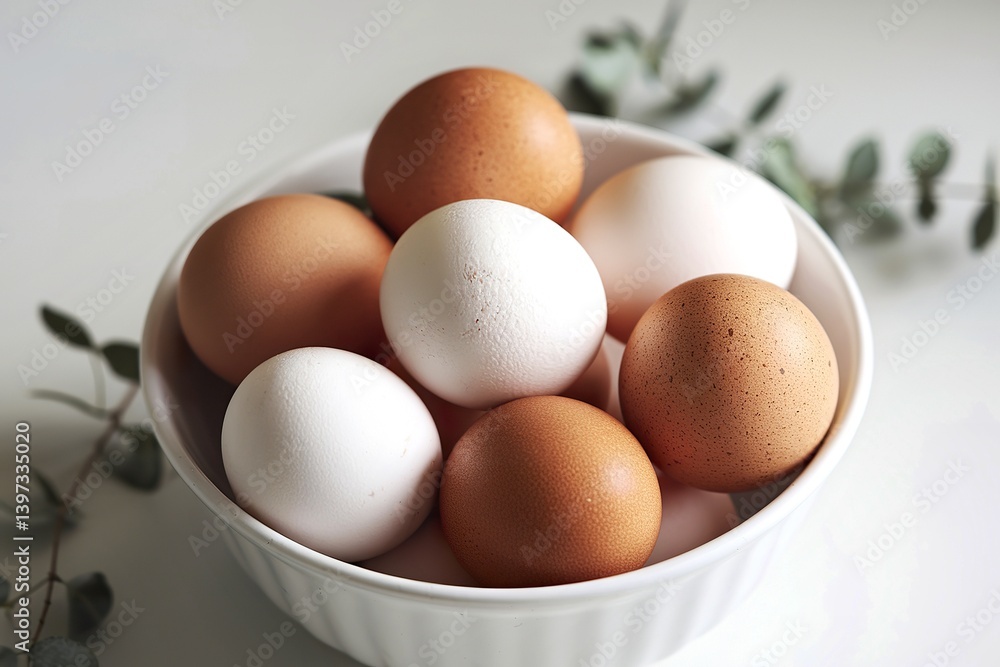 a bowl filled with fresh, raw eggs a bowl filled with fresh, raw eggs