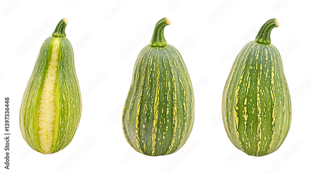 Pack of Sponge Gourd Set Against Transparent Background for Culinary or Gardening Projects Pack of Sponge Gourd Set Against Transparent Background for Culinary or Gardening Projects