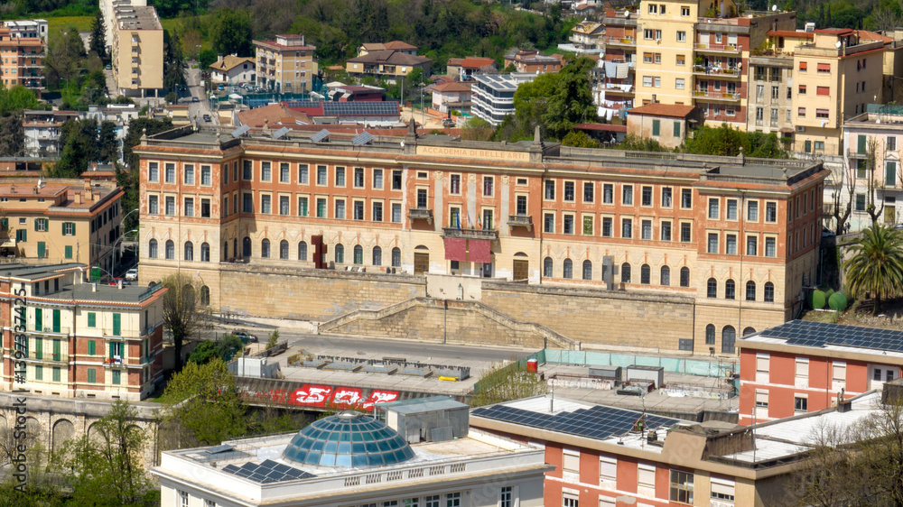 Fototapeta premium Aerial view of the Palace of Fine Arts (in Italian: Istituto di Belle Arti) located in Frosinone, Lazio, Italy.