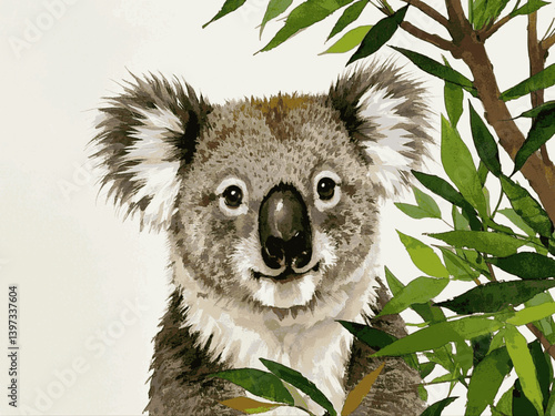 Gentle brushstrokes of home koala isolated watercolor vector illustration svg 