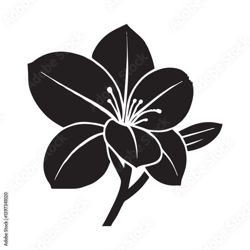 Freesia flower silhouette vector illustration white Background