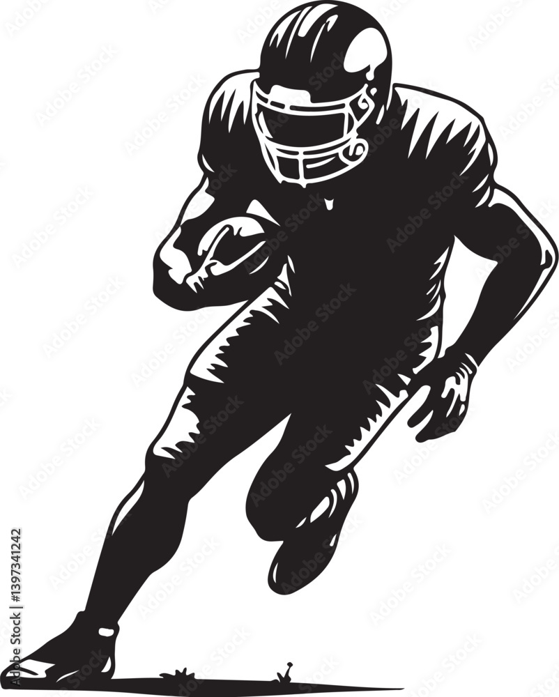 Fototapeta premium American Football Runners Silhouette