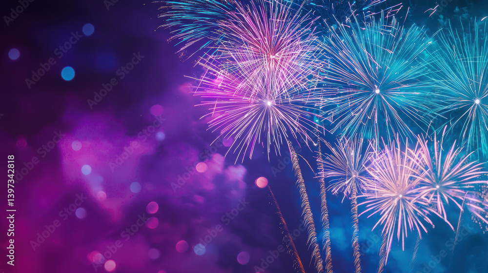 breathtaking fireworks display lights up night sky with vibrant colors, creating intricate patterns against backdrop of deep purple and blue hues, evoking sense of wonder breathtaking fireworks display lights up night sky with vibrant colors, creating intricate patterns against backdrop of deep purple and blue hues, evoking sense of wonder