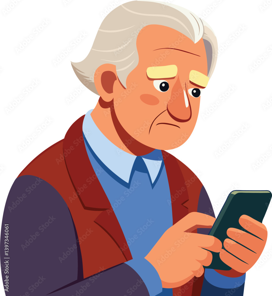 Elderly man using smartphone