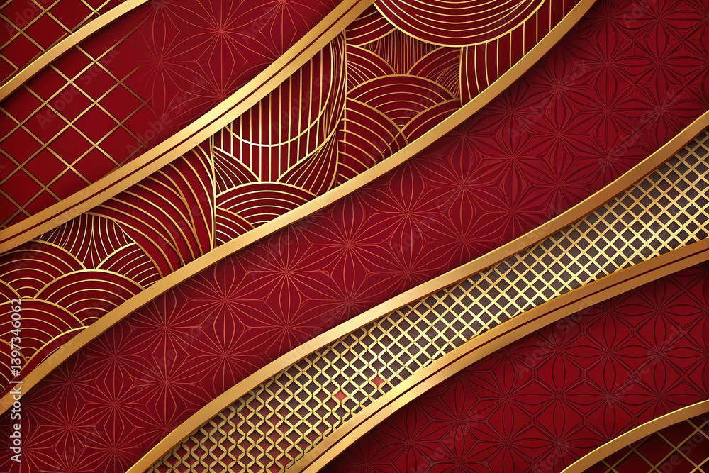 Modern background design with luxurious red and gold tones.