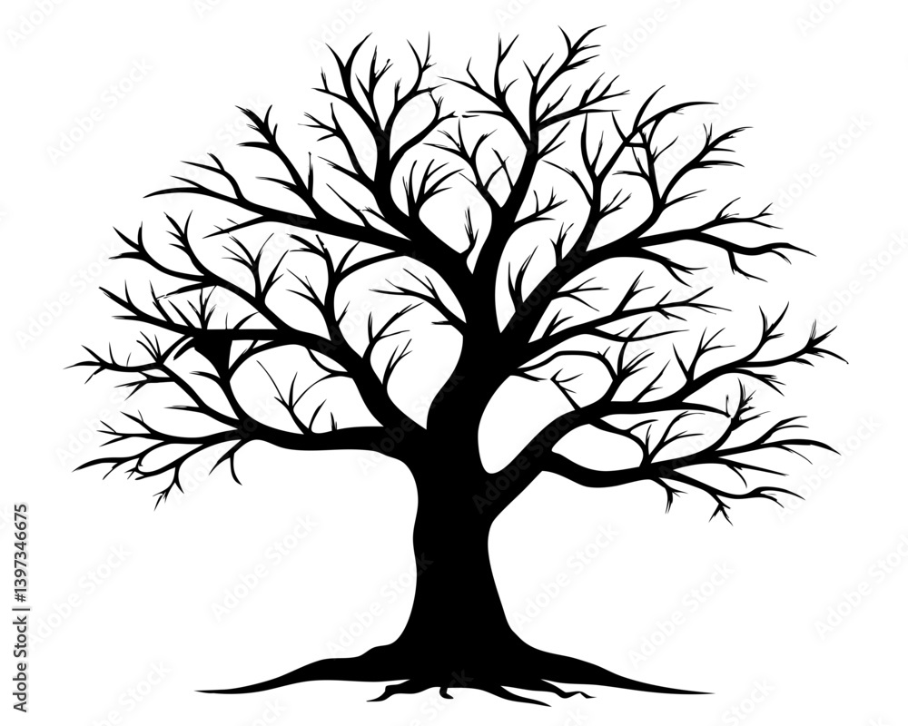 Obraz premium Bare Tree Vector Silhouettes & SVG Icon
