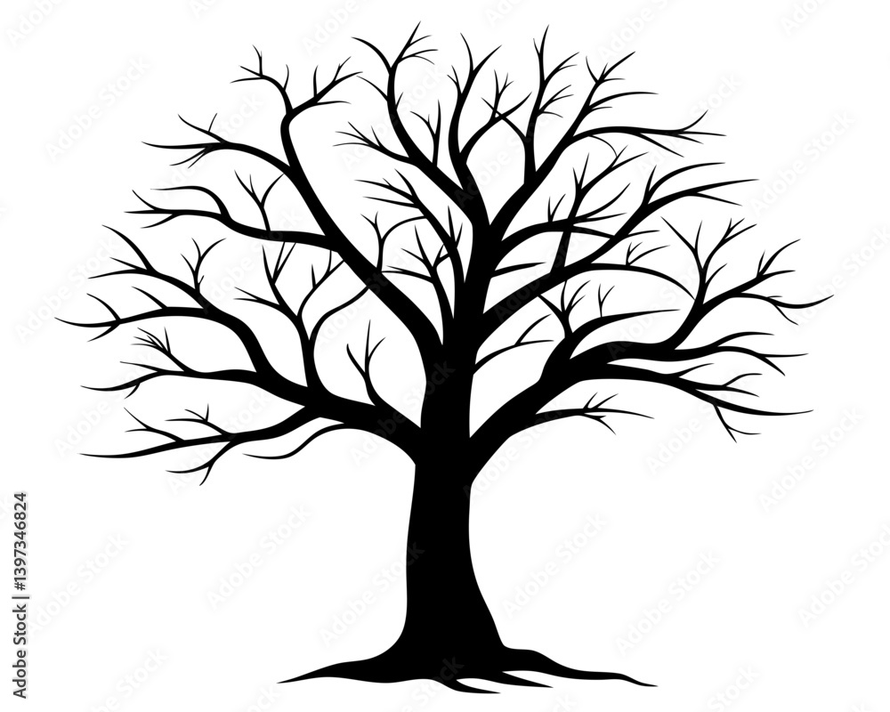 Obraz premium Bare Tree Vector Silhouettes & SVG Icon