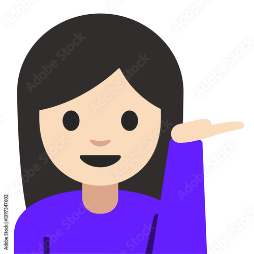 Tipping Hand Emoji – Female (Black Hair, Light Skin)
