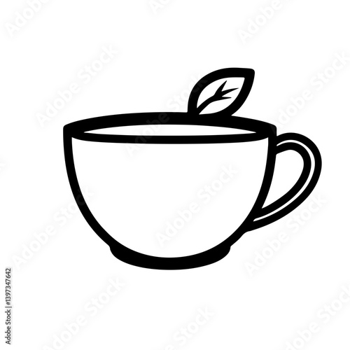 Outline icon of a cup with herbal tea, symbolizing wellness or healing.