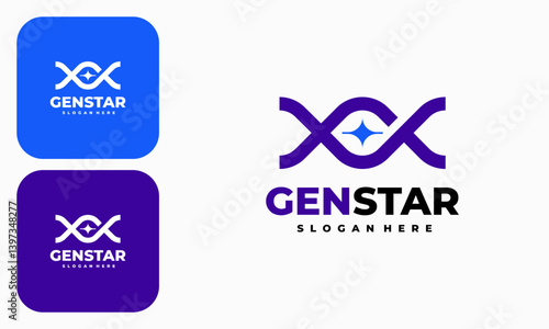 Gen Star Logo designs concept vector, Genetic and Star logo template
