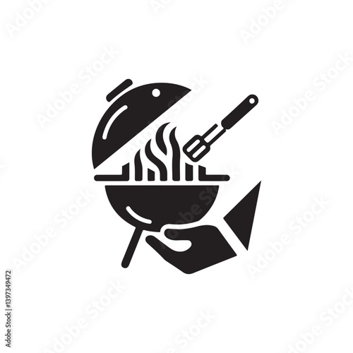 BBQ Grill vector silhouette clip art logo illustration