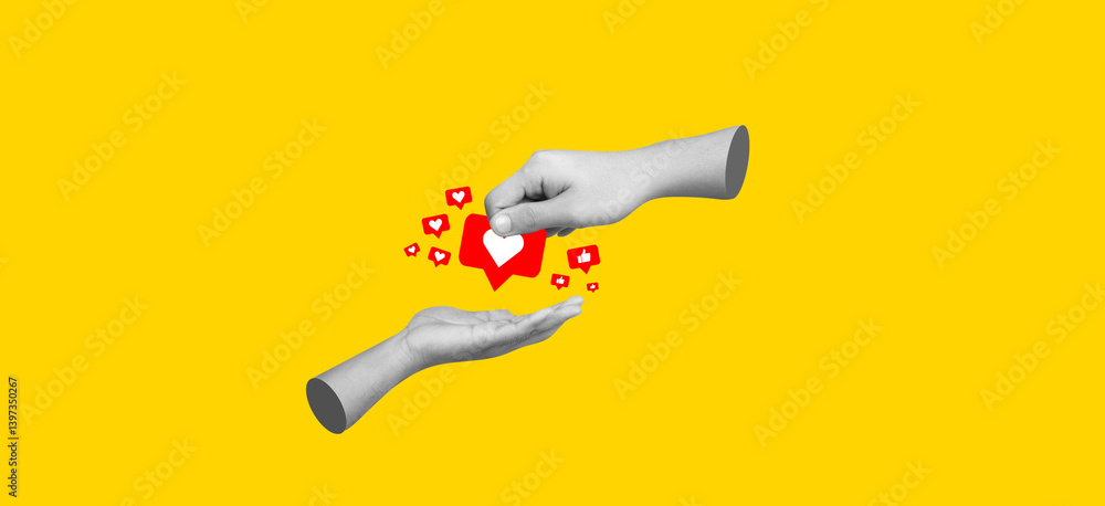 Social Media Creative Concept Art Collage. Copy Space Background Texture Banner Flyer Poster Post Card Design. Like Love Follower Share Symbol Home Page Web Trendy Famous Trend 2025, Icon Web Montage. Social Media Creative Concept Art Collage. Copy Space Background Texture Banner Flyer Poster Post Card Design. Like Love Follower Share Symbol Home Page Web Trendy Famous Trend 2025, Icon Web Montage.