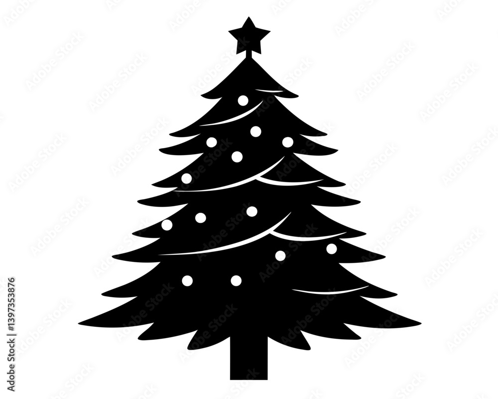 Fototapeta premium Christmas Tree Vector Silhouettes & SVG Icon