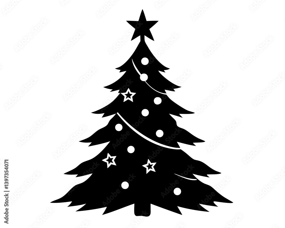 Obraz premium Christmas Tree Vector Silhouettes & SVG Icon