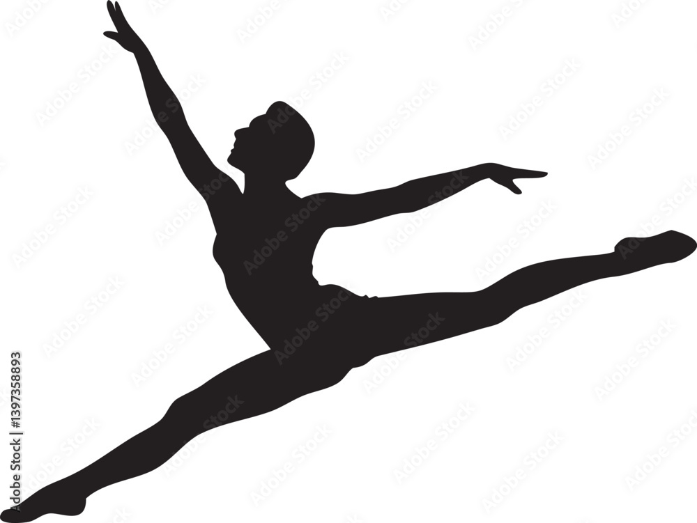 Dancer Silhouette Dynamic Leap Pose, vector illustration Dancer Silhouette Dynamic Leap Pose, vector illustration