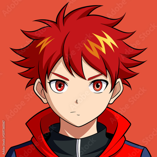 anime boy with red hair
