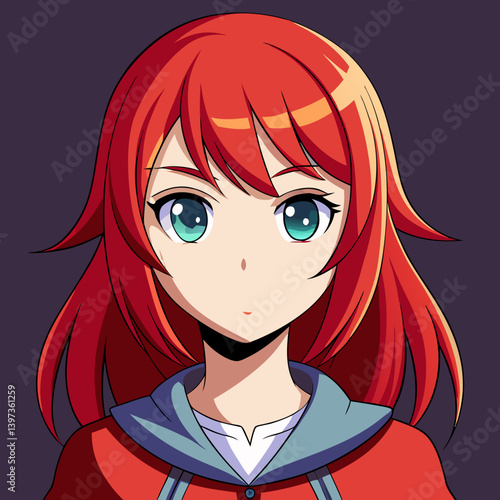 anime girl with red hair
