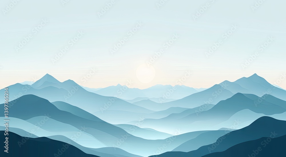 Fototapeta premium Misty mountain range at dawn.