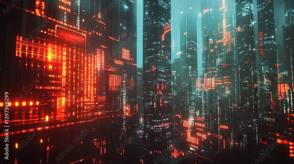 Double Exposure Futuristic Cityscape with AI Technology Integration Double Exposure Futuristic Cityscape with AI Technology Integration