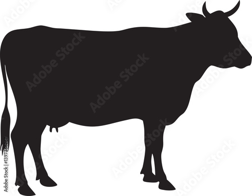 Cow Silhouette Farm Animal Outline, vector illustration