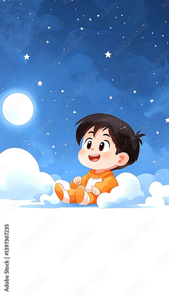 Child on Clouds, Night Sky Child on Clouds, Night Sky