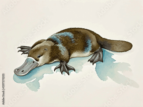 Whimsy in watercolor streams platypus isolated vector illustration svg 
