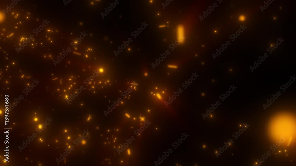 A dark, glowing cosmic-inspired backdrop featuring orange light sparks and a dreamy, swirling mist-like effect background, video in high quality 4k, motion design A dark, glowing cosmic-inspired backdrop featuring orange light sparks and a dreamy, swirling mist-like effect background, video in high quality 4k, motion design