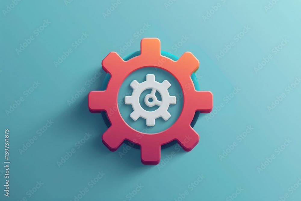 Colorful 3D Gear Icon Representing Technology and Innovation Colorful 3D Gear Icon Representing Technology and Innovation