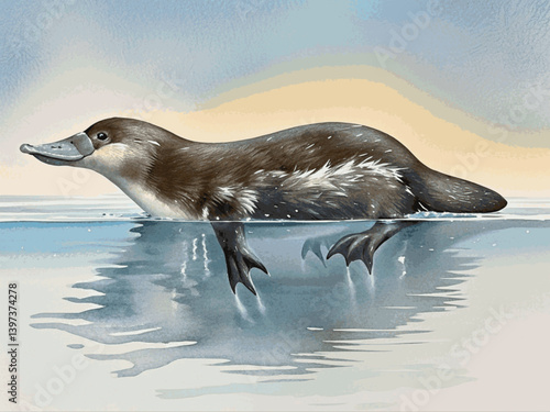 Duckbill dreamcurrents platypus isolated watercolor vector illustration svg 