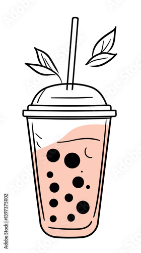 Minimalist Continuous Line Bubble Tea Vector Illustration for Drinks Lovers